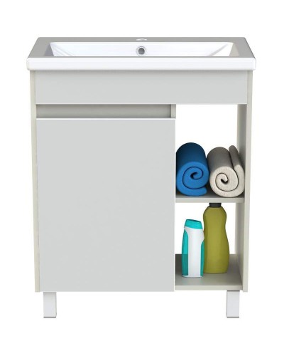 Тумба с раковиной Orange Topline-Line 60 TLIB60+RA Белый глянец Светло-серый глянец