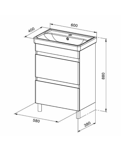 Тумба с раковиной Orange Topline-Lyon 60 TLNF60+RA Белый глянец