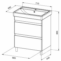 Тумба с раковиной Orange Topline-Lyon 70 TLNF70+RA Белый глянец