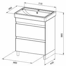 Тумба с раковиной Orange Topline-Lyon 70 TLNF70+RA Белый глянец