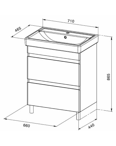 Тумба с раковиной Orange Topline-Lyon 70 TLNF70+RA Белый глянец