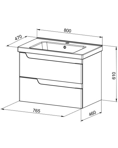 Тумба с раковиной Orange Topline-Milano 80 TP-MR80+RA подвесная Белый глянец