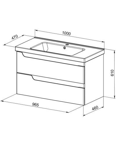 Тумба с раковиной Orange Topline-Milano 100 TP-MR100+RA подвесная Белый глянец