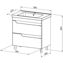 Тумба с раковиной Orange Topline-Milano 80 TMR80+RA Белый глянец