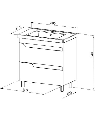 Тумба с раковиной Orange Topline-Milano 80 TMR80+RA Белый глянец