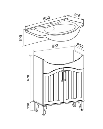 Тумба под раковину Runo Марсель 65 00-00001200 Белая
