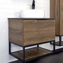 Тумба с раковиной Comforty Порто 60 00-00010676 подвесная Дуб темно-коричневый