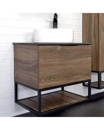 Тумба с раковиной Comforty Порто 60 00-00010676 подвесная Дуб темно-коричневый