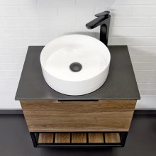 Тумба с раковиной Comforty Порто 60 00-00010676 подвесная Дуб темно-коричневый