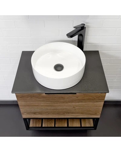 Тумба с раковиной Comforty Порто 60 00-00010676 подвесная Дуб темно-коричневый