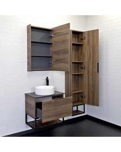 Тумба с раковиной Comforty Порто 60 00-00010676 подвесная Дуб темно-коричневый