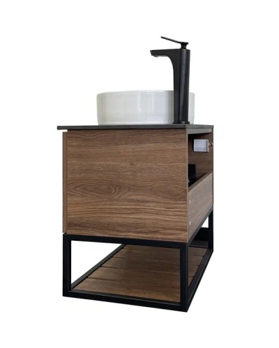 Тумба с раковиной Comforty Порто 60 00-00010676 подвесная Дуб темно-коричневый
