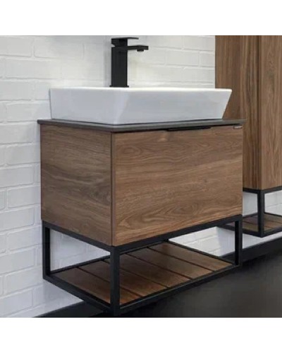 Тумба с раковиной Comforty Порто 60 00-00010677 подвесная Дуб темно-коричневый