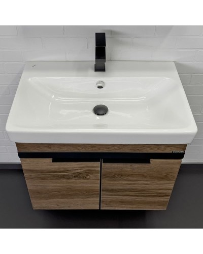 Тумба с раковиной Comforty Соло 70 00-00010978 подвесная Дуб темно-коричневый