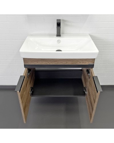 Тумба с раковиной Comforty Соло 70 00-00010978 подвесная Дуб темно-коричневый