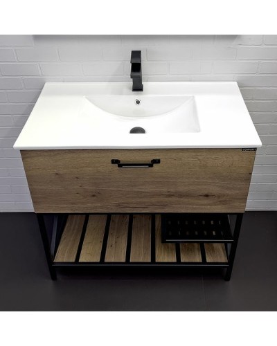 Тумба с раковиной Comforty Бредфорд 90 00-00009403 Дуб темный