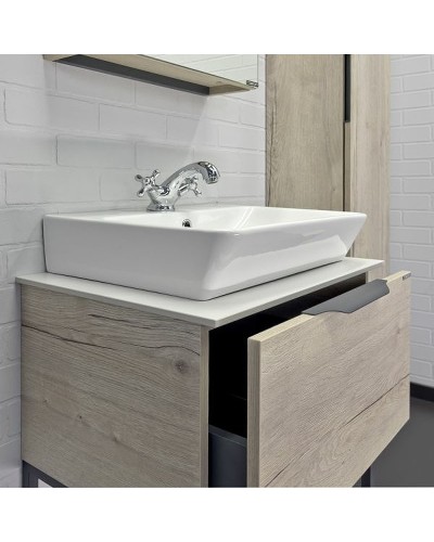 Тумба с раковиной Comforty Порто 60 00-00011395 подвесная Дуб дымчатый