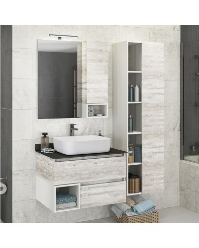 Тумба с раковиной Comforty Прага 75 00-00012790 подвесная Дуб белый