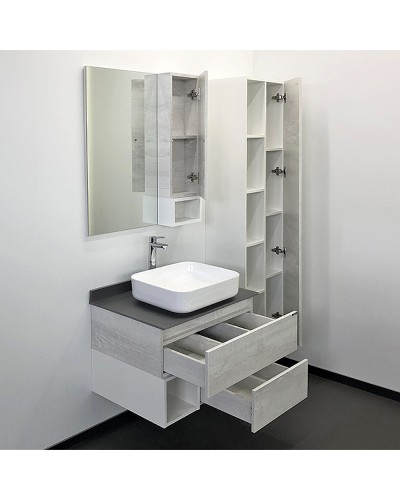 Тумба с раковиной Comforty Прага 75 00-00012790 подвесная Дуб белый