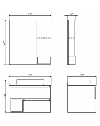 Тумба с раковиной Comforty Прага 75 00-00012790 подвесная Дуб белый
