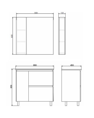 Тумба с раковиной Comforty Осло 80Н 00-00012959 Бетон светлый