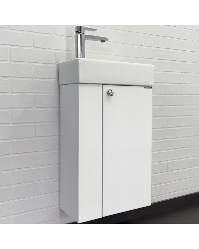 Тумба с раковиной Comforty Асти 40 00-00012835 подвесная Белый глянец