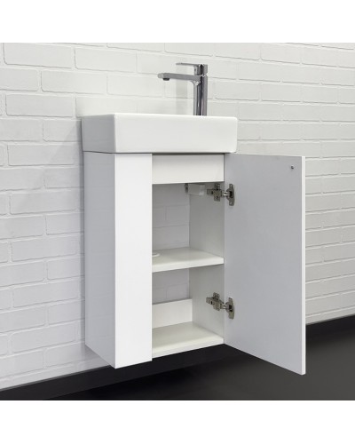 Тумба с раковиной Comforty Асти 40 00-00012835 подвесная Белый глянец