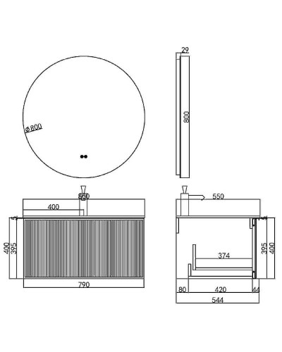 Тумба с раковиной Orans BC-9013-800 80 9013800 подвесная Matt Deep Ocean