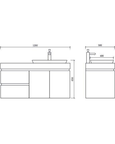 Тумба с раковиной Orans BC-6019-1200R 120 601912R подвесная Белая Черная