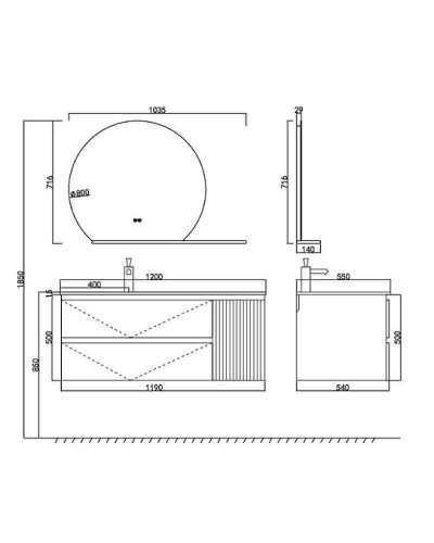 Тумба с раковиной Orans BC-2055-1200L 120 2055120L подвесная Темно-серая