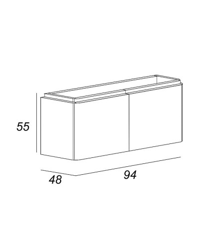 Тумба под раковину Cezares Stylus 94 55229 подвесная Grigio nuvola