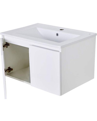 Тумба с раковиной Orange Квадро 60 KV-60TUW+Ra подвесная Белый глянец