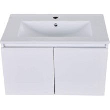 Тумба с раковиной Orange Квадро 80 KV-80TUW+Ra подвесная Белый глянец