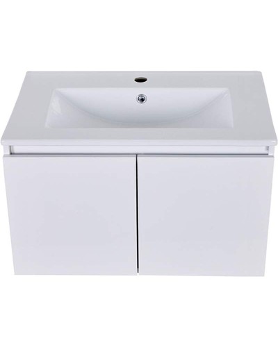 Тумба с раковиной Orange Квадро 80 KV-80TUW+Ra подвесная Белый глянец