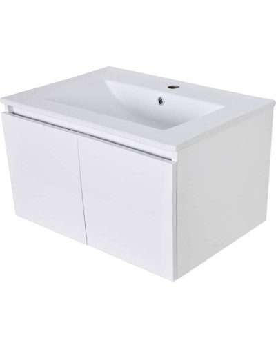 Тумба с раковиной Orange Квадро 80 KV-80TUW+Ra подвесная Белый глянец