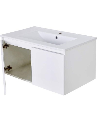 Тумба с раковиной Orange Квадро 80 KV-80TUW+Ra подвесная Белый глянец