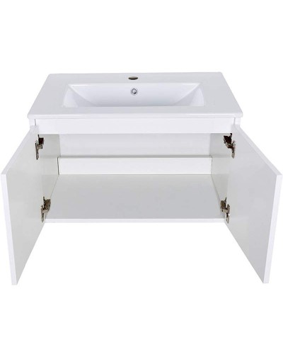 Тумба с раковиной Orange Квадро 80 KV-80TUW+Ra подвесная Белый глянец