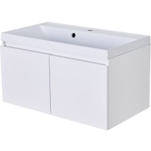 Тумба с раковиной Orange Квадро 80 KV-80TUW+Racl подвесная Белый глянец