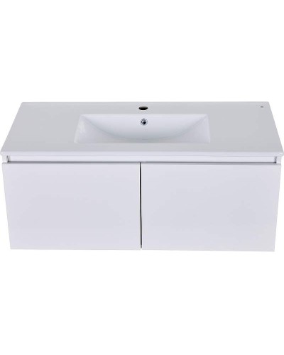 Тумба с раковиной Orange Квадро 100 KV-100TUW+Ra подвесная Белый глянец