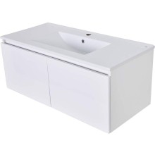 Тумба с раковиной Orange Квадро 100 KV-100TUW+Ra подвесная Белый глянец