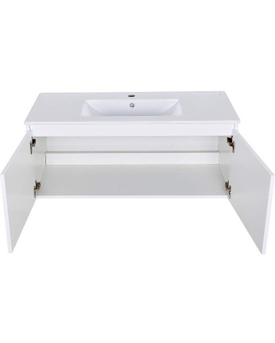 Тумба с раковиной Orange Квадро 100 KV-100TUW+Ra подвесная Белый глянец