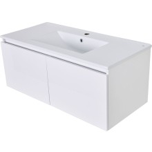 Тумба с раковиной Orange Квадро 100 KV-100TUW+Racl подвесная Белый глянец