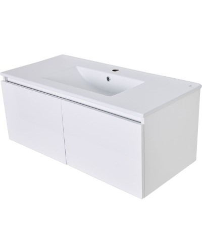 Тумба с раковиной Orange Квадро 100 KV-100TUW+Racl подвесная Белый глянец