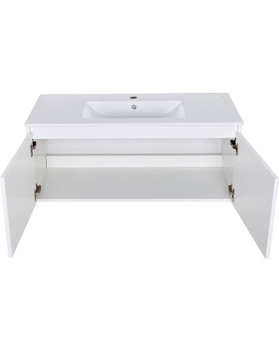 Тумба с раковиной Orange Квадро 100 KV-100TUW+Racl подвесная Белый глянец