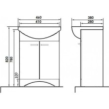 Тумба с раковиной белый глянец 46 см Orange Сити Si-45TU+RA