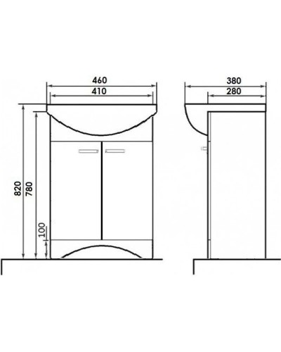 Тумба с раковиной белый глянец 46 см Orange Сити Si-45TU+RA