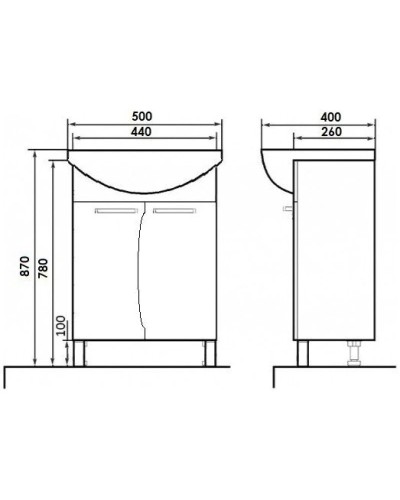 Тумба с раковиной белый глянец 50 см Orange Диана Di-50TU+RA