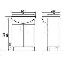 Тумба с раковиной бордо глянец 57 см Orange Кларис Kl-55TUC+RA