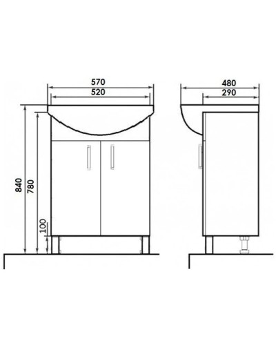 Тумба с раковиной бордо глянец 57 см Orange Кларис Kl-55TUC+RA