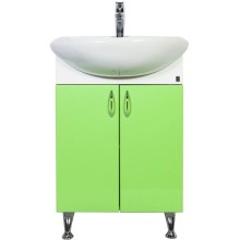 Тумба с раковиной белый глянец/салатовый глянец 57 см Orange Кларис Kl-55TUL+RA